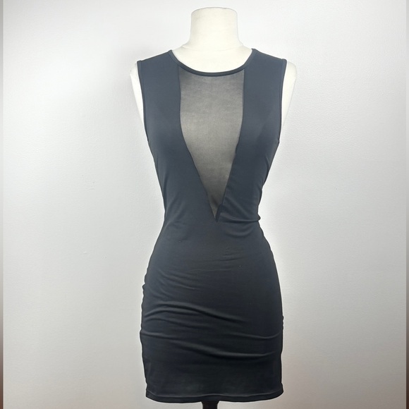 Lightweight Deep VNeck Mesh Mini Dress - Picture 1 of 5